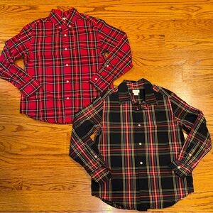 Lot of 2 J Crew Crewcuts Boys’ Tartan Holiday Plaid Button Down Shirts size 10